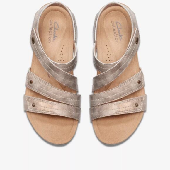 Clarks Women's Calenen Clara Strappy Wedge Sandals Bronze Metallic Size 8M - Picture 3 of 8